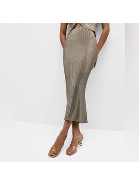 Cult Gaia Kylii Pleated Satin Women’s Midi Skirt Extra-Small XS NWT